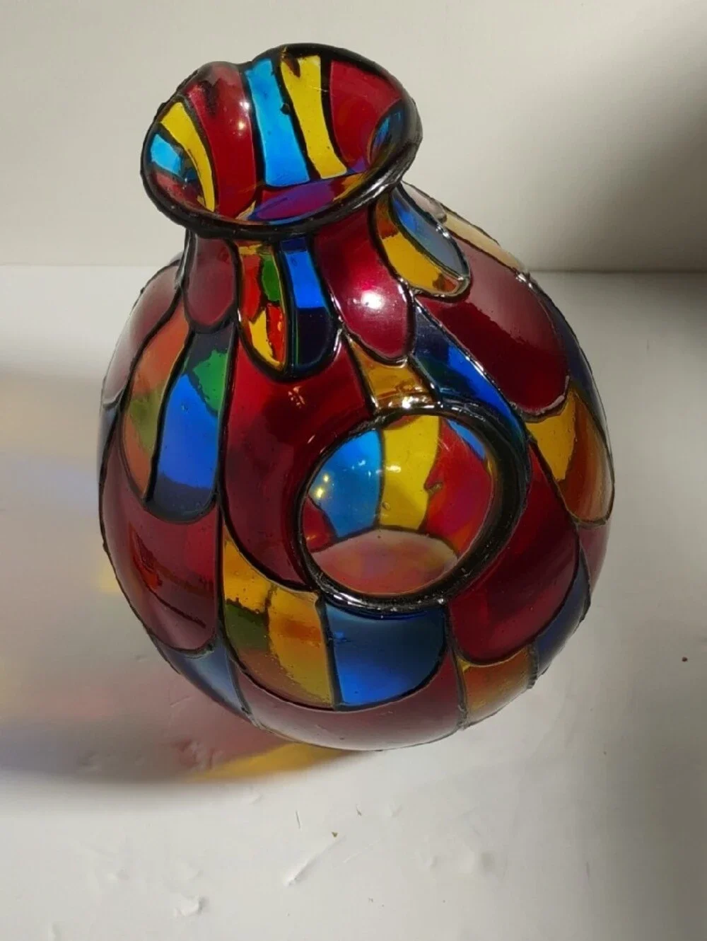 Vidrio Multicolor Stained Glass Style Decorative Wine Chiller Made In Mexico